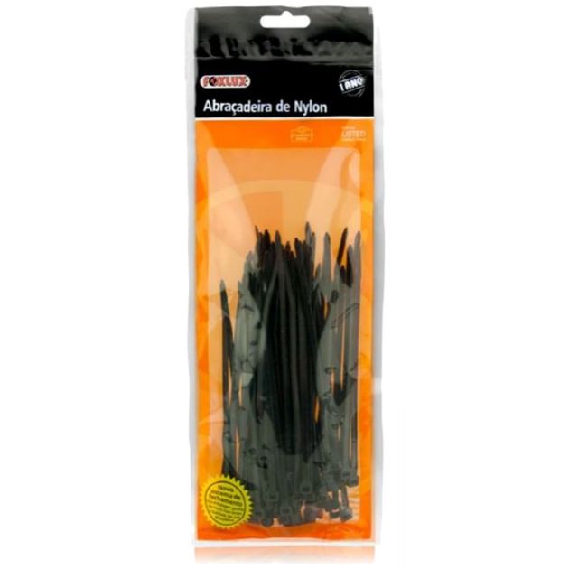 Abraçadeira Nylon 100x2,5 100 Unidades Preta Foxlux