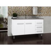 Balcão Cozinha Ômega 1440 C/ Pé Branco Gaam