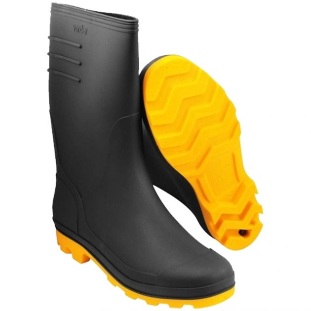 Bota (AR) PVC Cano Médio C/ Forro Preta/Amarela 42 Vonder