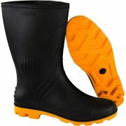 Bota (L) PVC Cano Médio Sem Forro Preta/Amarela 39 Vonder