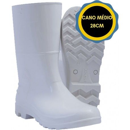 Bota PVC Cano Médio 28 Sem Forro Branca N37 Safety Boots