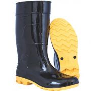 Bota PVC Cano Médio 28 Sem Forro Preta/Amarela N37 Safety Boots