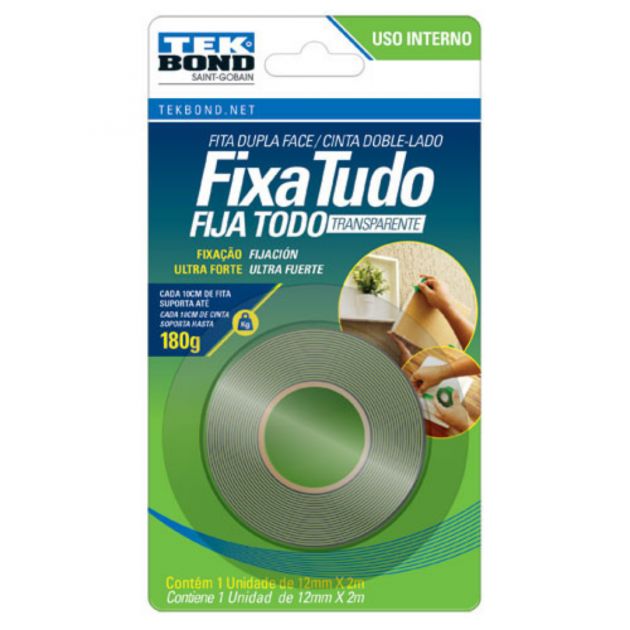 Fita Acrílica Dupla Face Interna 12MMx2M Tekbond