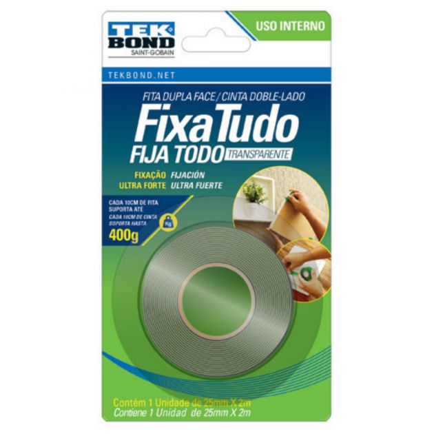 Fita Acrílica Dupla Face Interna 25MMx2M Tekbond