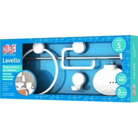 Kit de Acessórios P/ Banheiro Lavello 4090 Branco Herc