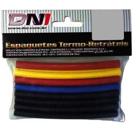 Kit Espaguete Termo-Retrátil 8MM Contração 2:1 15 Peças DNI