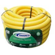 Mangueira Corrugada Amarela 32MM (1") Rolo 25M Amanco