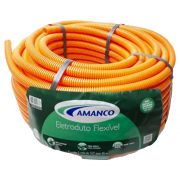 Mangueira Corrugada Reforçada Laranja 20MM (1/2") Rolo 50M Amanco