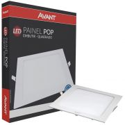 Painel Alumínio Led Embutir Quadrado 22CM 6500K 18W Bivolt Branco Avant