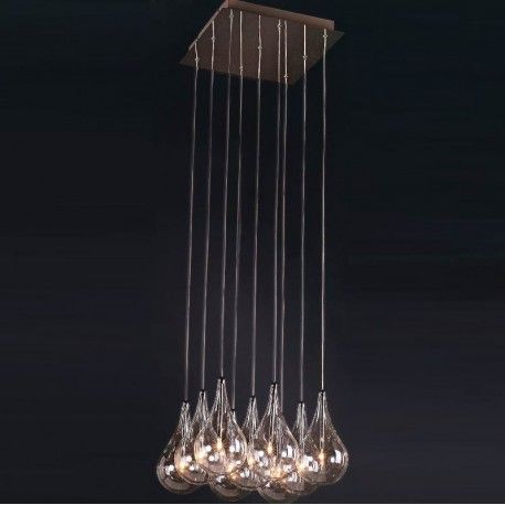 Pendente Drop 120x37CM 127V 9xG4 Cromado/Travertino Bella Iluminação