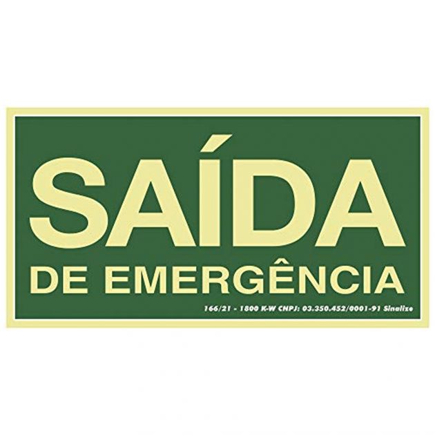 Placa Fotoluminescente 0.5 30x15CM Saída de Emergência Sinalize