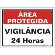 Placa Poliestireno 15x20CM Área Vigiada 24h Sinalize