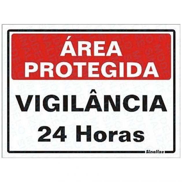 Placa Poliestireno 15x20CM Área Vigiada 24h Sinalize