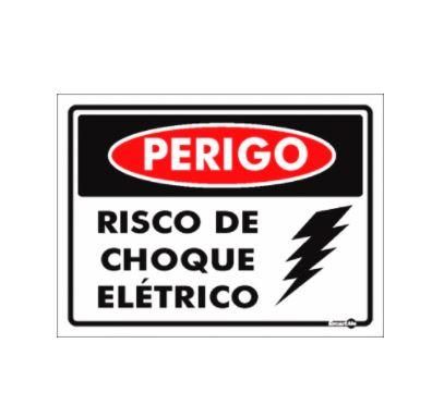 Placa Sinalização 20x15cm Perigo Choque Sinalize