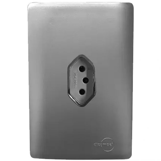 Tomada Universal 2P+T 20A Vertical Cromada Placa 4x2 Cromada Novara